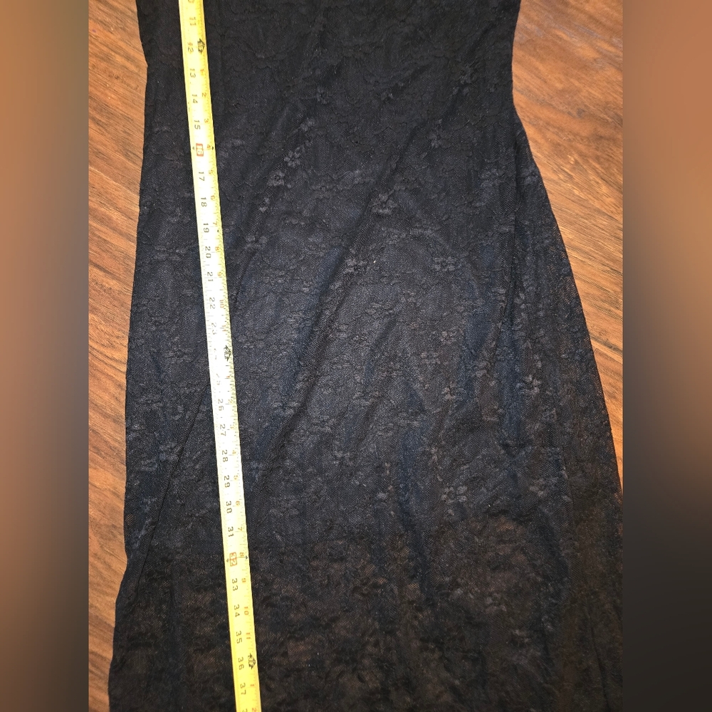 Wild Fable Black Maxi Semi Backless Lace Dress With Slit Medium - Picture 7 of 8